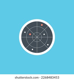 Ilustración vectorial del icono del radar, navegación, escáner, pantalla.