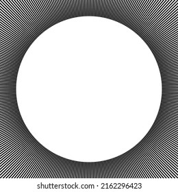 Vector illustration of a radial black straight line emanating into a circle on a white background.