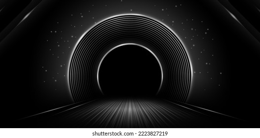 vector illustration of radial circle silver light through the tunnel for signs corporate, advertisement business, social media post, billboard agency advertising, ads campaign, motion video, emailer