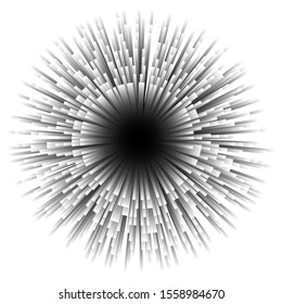 Vector illustration with radial random lines. Abstract circular pattern.