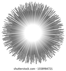 Vector illustration with radial random lines. Abstract circular pattern.