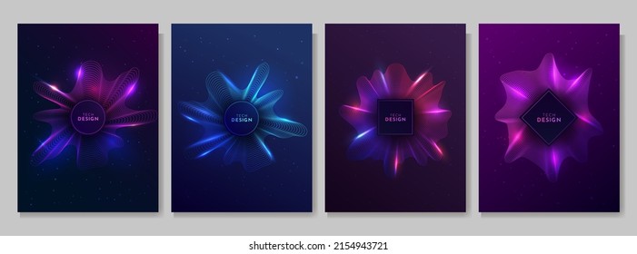 Vector illustration. Radial sound curve wave. Light effect. Colorful equalizer background. Abstract dark backdrop. Music concept. Design elements for poster, book cover, magazine, layout, banner