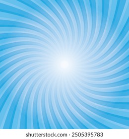 Vector illustration with radiant cloud sky background and twist effect, retro and vintage design sun rays