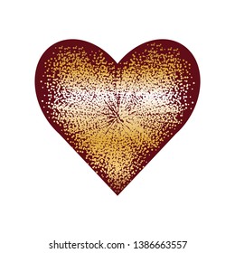 Vector illustration of Radiant heart. Sequins on the heart. Valentine card.