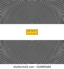 Vector illustration of radiating, concentric circles. Banner, psychedelic, monochrome style.
