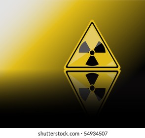 A vector illustration of a radiation warning sign. Reflected with space for text.