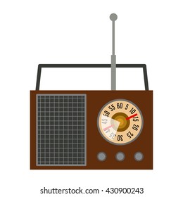 Vector illustration of radio. Camping flat cartoon style icon. A portable radio for listening to music fishing, hunting, hiking
