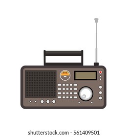 Vector illustration of a radio on white background.