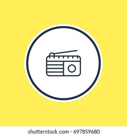 Vector Illustration Of Radio Outline. Beautiful Marketing Element Also Can Be Used As Fm Broadcasting Element.