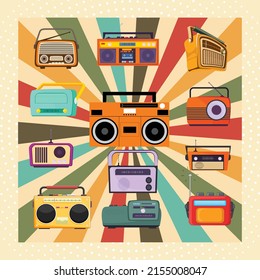ilustración vectorial del conjunto de radio 
