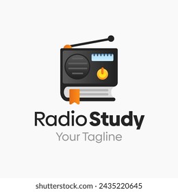 Vector Illustration for Radio Study Logo: A Design Template Merging Concepts of a Book and Radio Shape