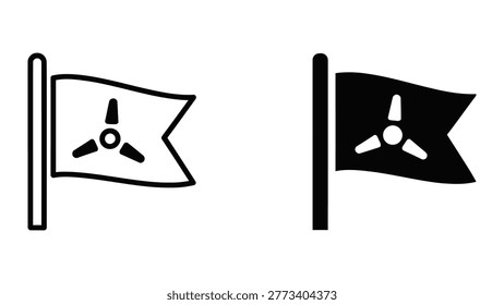 vector illustration of radioactive flags, used for warning and signage in hazardous environments, suitable for educational or safety materials
