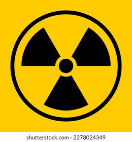 vector illustration of radioactive warning symbol on yellow background