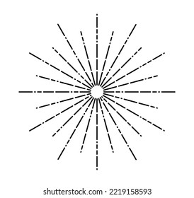 Ilustración vectorial del radio del sol o de la explosión del sol sobre fondo blanco.