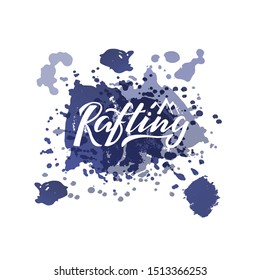 Vector illustration of rafting brush lettering for banner, leaflet, poster, clothes, logo, advertisement design. Handwritten text for template, signage, billboard, printing, price list, flyer