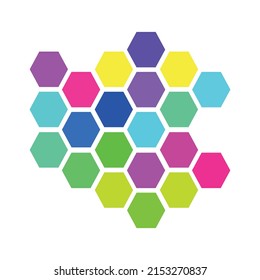 vector illustration of raibow colorful mosaic hexagon shape