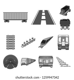 Vector illustration of railroad and train icon. Collection of railroad and way stock symbol for web.