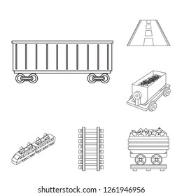 Vector illustration of railroad and train icon. Collection of railroad and way stock symbol for web.
