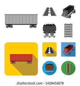 Vector illustration of railroad and train icon. Collection of railroad and way stock symbol for web.