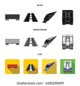 Vector illustration of railroad and train logo. Collection of railroad and way stock vector illustration.