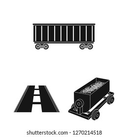 Vector illustration of railroad and train sign. Set of railroad and way stock symbol for web.