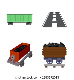 Vector illustration of railroad and train sign. Set of railroad and way stock symbol for web.