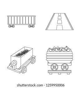 Vector illustration of railroad and train symbol. Collection of railroad and way stock symbol for web.