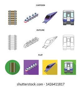 Vector illustration of railroad and train symbol. Set of railroad and way stock symbol for web.