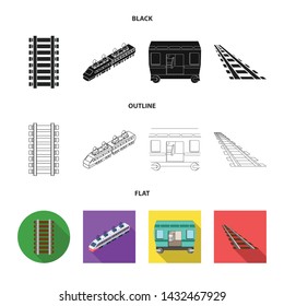 Vector illustration of railroad and train symbol. Collection of railroad and way stock vector illustration.