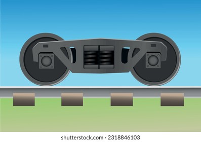 Vector illustration railway. Wheel set of a modern railway car