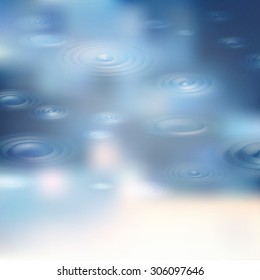 Vector illustration rain background. Circles on the water. EPS 10