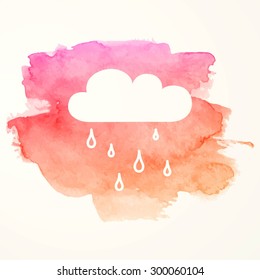 Vector Illustration of a Rain Cloud on a Watercolor Background