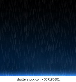 Vector illustration rain. Downpour, rainfall. Dark background. EPS 10