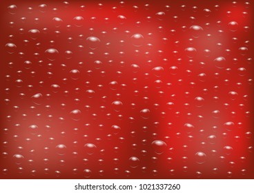 Vector illustration with rain drops on a blurred background.