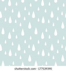 Vector Illustration Of Rain Drops Pattern On Blue Background