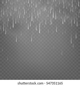 Vector illustration rain isolated on a transparent background. Shower weather, monsoon.