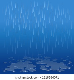 vector illustration of rain, puddles 