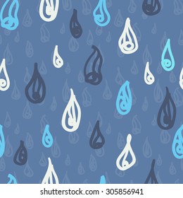 Vector illustration rain. Seamless pattern raindrop.