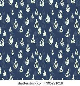 Vector illustration rain. Seamless pattern raindrop.