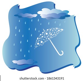 vector illustration with rain and umbrella