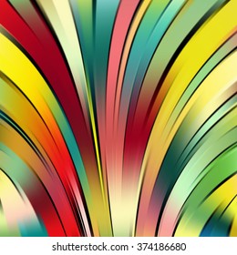 Vector illustration of rainbow abstract background with blurred light curved lines. Vector geometric illustration.