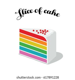 Vector illustration of rainbow Birthday cake with white chocolate