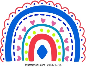 Ilustración vectorial de un arco iris en colores brillantes.  Arcoiris rayado en colores de neón. Simple ilustración vectorial para niños, revistas, publicidad, logotipo, aplicaciones móviles, publicidad.