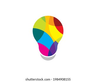ilustración vectorial de ideas de bombilla arco iris