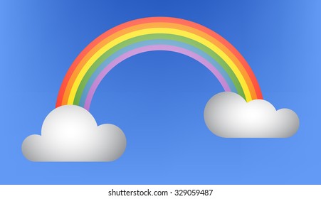 Vector illustration. A rainbow in the clouds