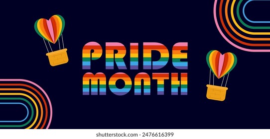 vector illustration of rainbow color background for Pride Month celebration awarness banner