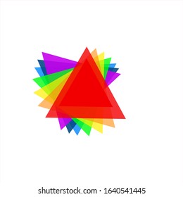 Vector illustration with rainbow color triangles. This is a very bright, colorful and catchy image. You can use it as a company logo.