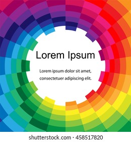 Vector Illustration. Rainbow Colored Spirals of the Rectangles.Template for Fliers, Banners, Badges, Posters, Stickers and Advertising Actions. Abstract Background.