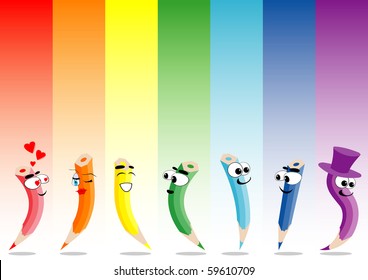 Vector illustration of rainbow and crayons