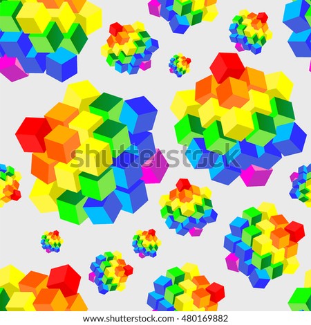 Vector illustration of rainbow cubes pattern for seamless background.
